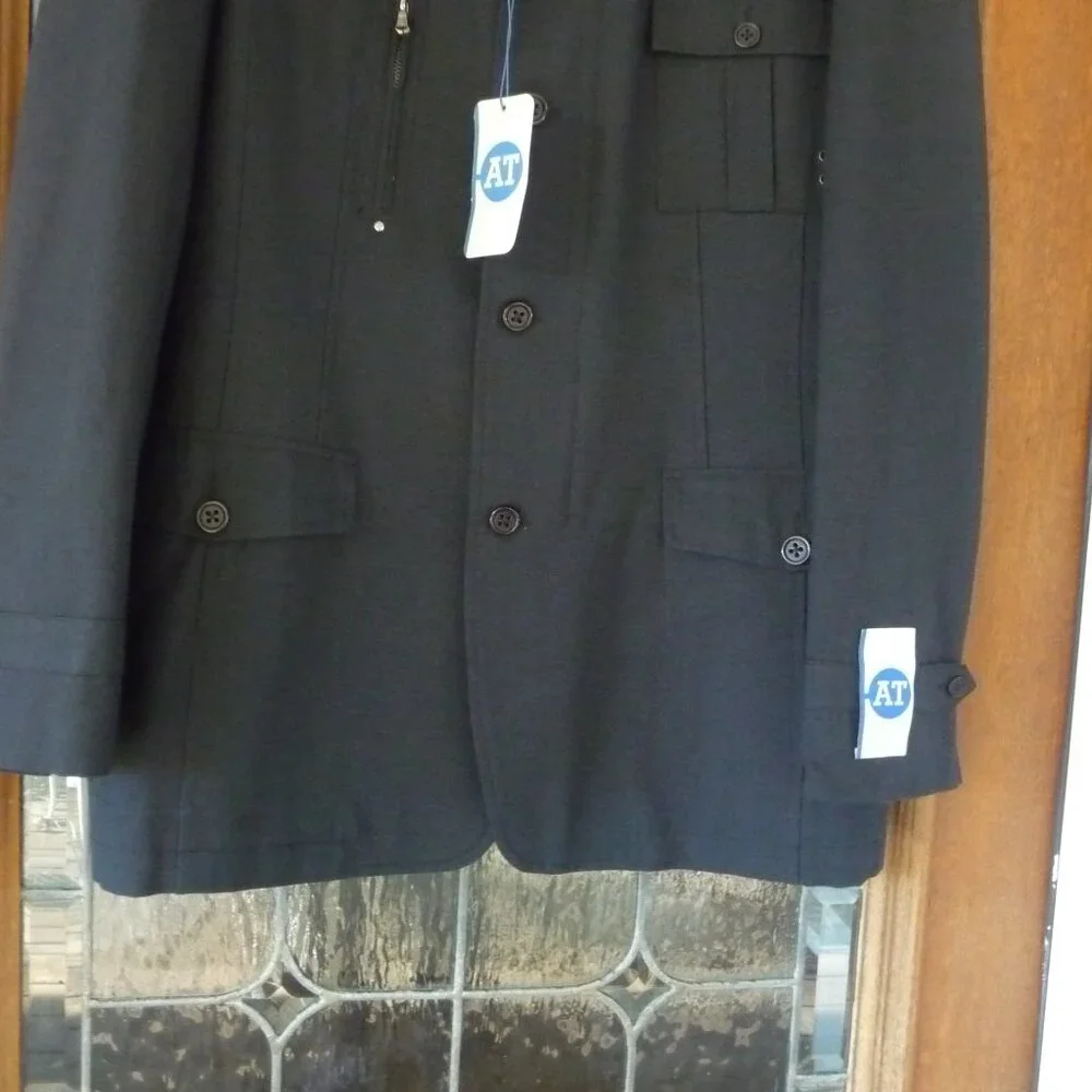 BLACK UTILITY CARGO COAT LONG JACKET 52R - Picture 7 of 13